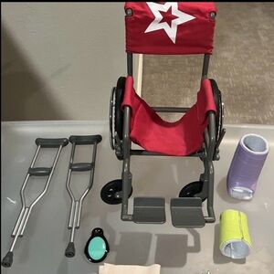 Red Doll Wheelchair Set with Accessories